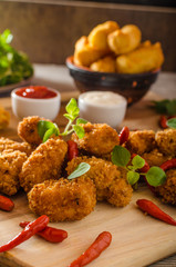 Chicken popcorn with croquettes