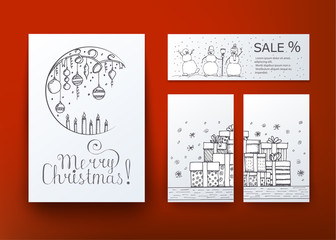 Christmas and New Year Vector greeting card