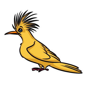 Yellow Bird hoopoe cartoon illustration