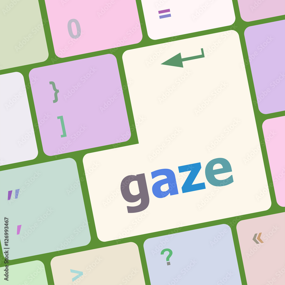 Poster gaze button on computer pc keyboard key
