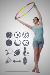 Woman with hula loop in sport concept