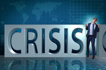 Businessman in crisis business concept