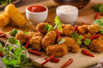 Chicken popcorn with croquettes