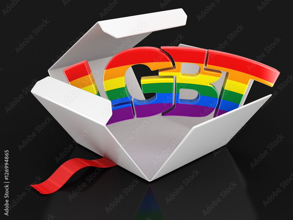 Poster open package with lgbt. image with clipping path