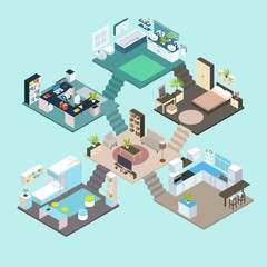 Obraz premium Isometric Rooms Composition