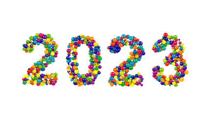 2023 colorful New Year date design with spheres