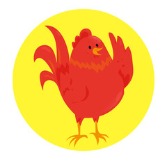 Cartoon chinese zodiac fire rooster.
