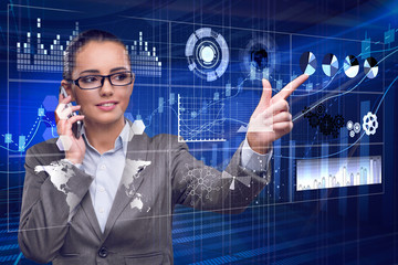 Businesswoman in online stock trading business concept