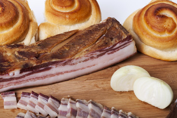 Smoked pork bacon to eat
