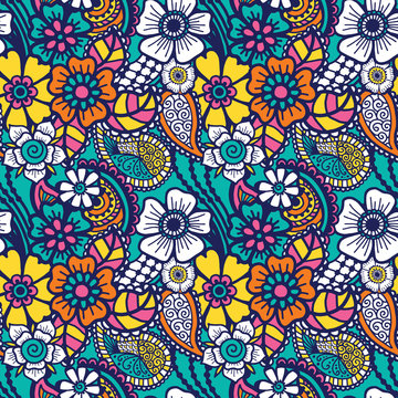 Paisley seamless colorful pattern