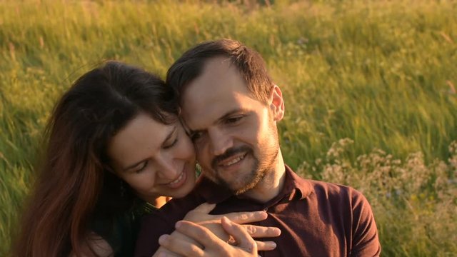 Happy couple looking at each other with love