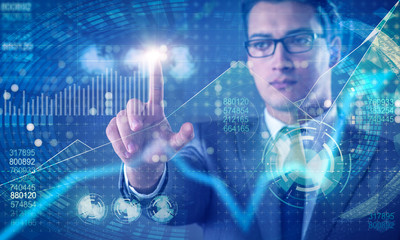 Man in stock trading business concept