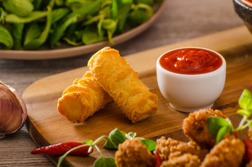 Chicken popcorn with croquettes