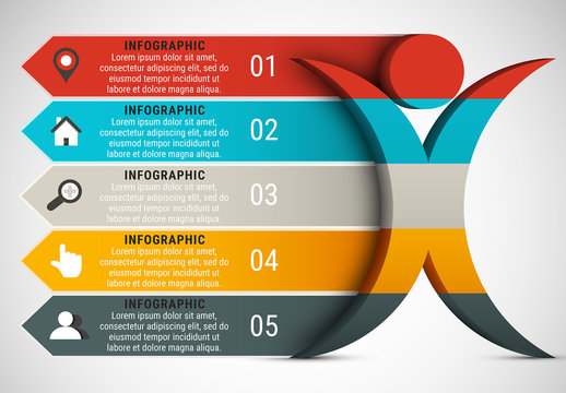 Dancing Icon Element Infographic with Grayscale Icon Set