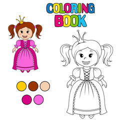 Coloring book with princess