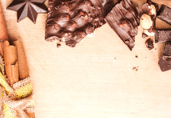 dark chocolate and cinnamon