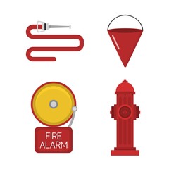Vector set firefighter fire safety icons