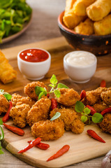 Chicken popcorn with croquettes