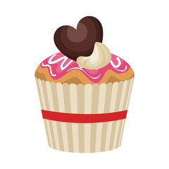 happy birthday delicious cupcake vector illustration design
