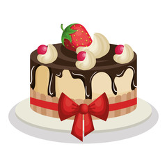 happy birthday delicious cake vector illustration design