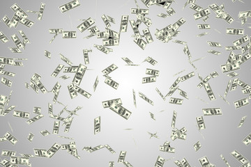 Flying american dollars - 3d rendering