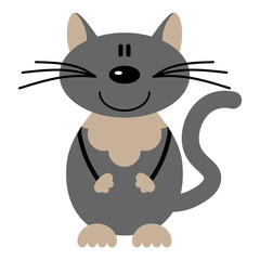 Vector illustration of a cartoon cat on a white background