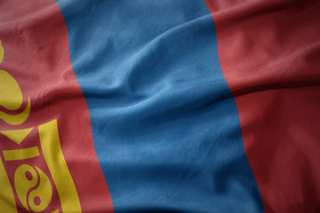 waving colorful flag of mongolia.