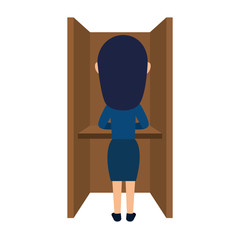 election cubicle with voter vector illustration design