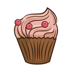 happy birthday delicious cupcake vector illustration design