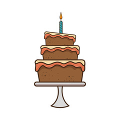 happy birthday delicious cake vector illustration design