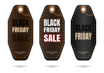 Set multicolored sales tag for Black Friday isolated on white background. Vector illustration