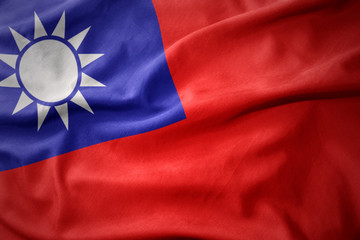 waving colorful flag of taiwan.