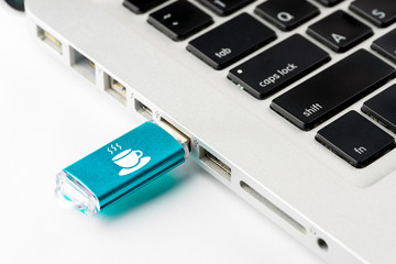 Fototapeta premium Coffee break & holiday icon on USB drive
