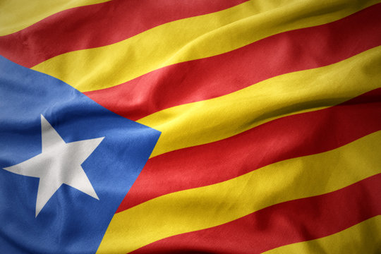 waving colorful flag of catalonia.