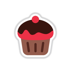 Vector illustration in paper sticker style Cupcake