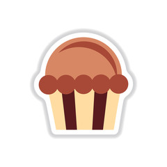 Vector illustration in paper sticker style Cupcake