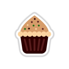 Vector illustration in paper sticker style Cupcake