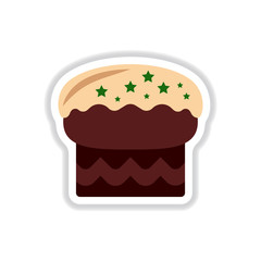 Vector illustration in paper sticker style delicious cake