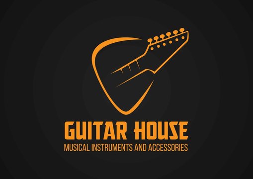 Guitar in a plectrum shape logo