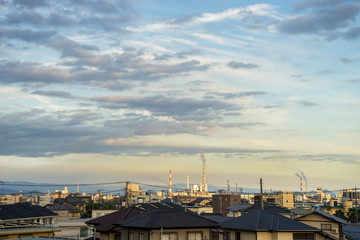 Fototapeta na wymiar Sunset scenery of Fuji-shi