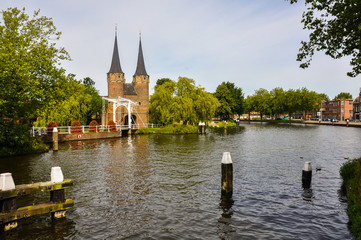 Fototapeta na wymiar View of The Eastern Gate in Delft, The Netherlands