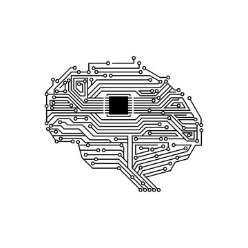 Artificial Intelligent Processor Brain Circuit Board Illustration