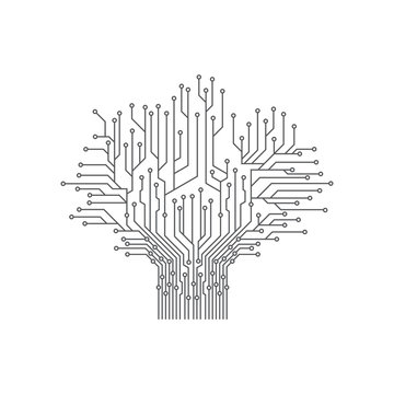 Abstract Tree Electronic Printed Circuit Board Vector Illustration