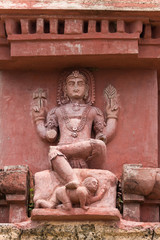 Dindigul, India - October 23, 2013: On top of Vimanam at the abandoned ruinous Shiva Temple on the...