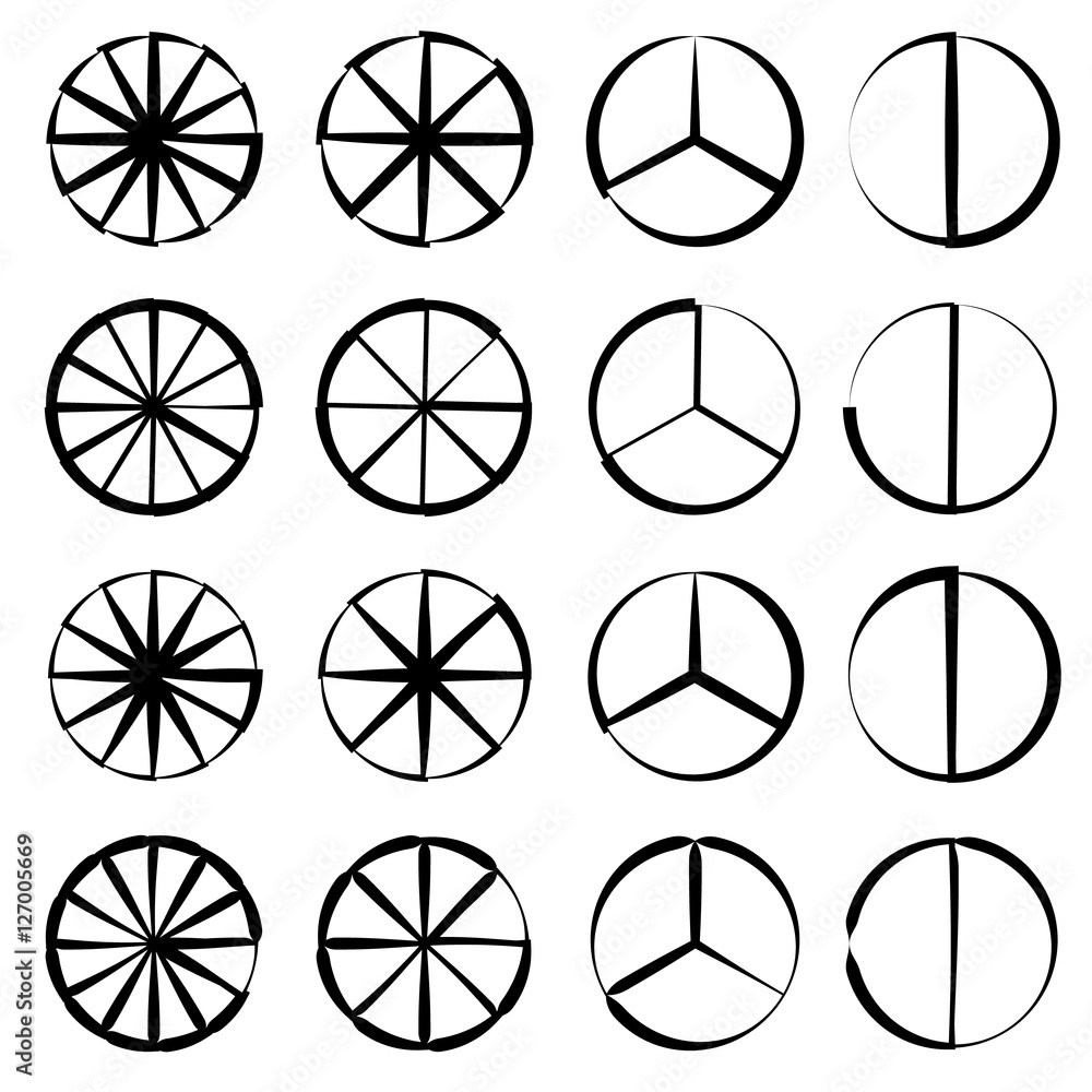 Poster segmented circle - pie chart, pie graph outline set