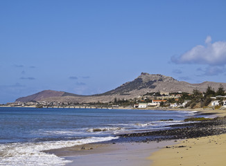 Portugal, Madeira Islands, Porto Santo, View of the sandy beach..