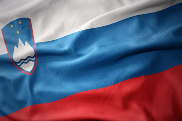 Waving Colorful Flag Slovenia 