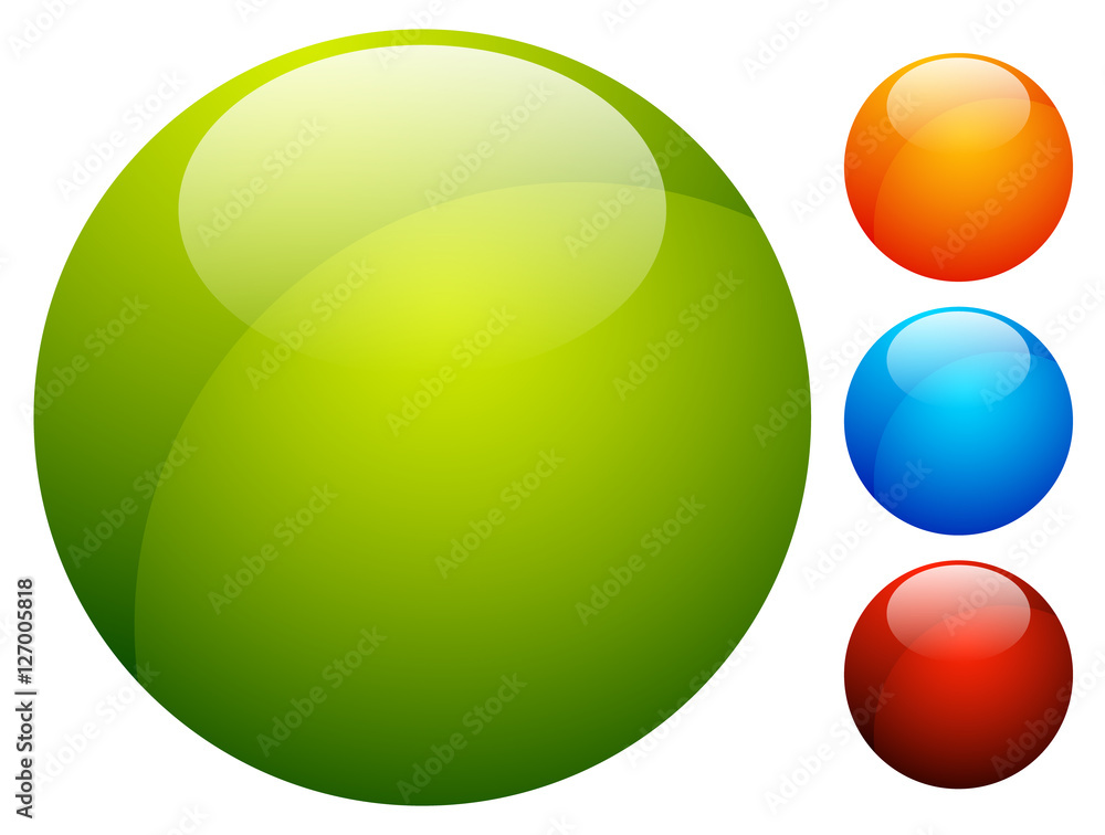 Poster glossy button / badge shape, background in 3 color