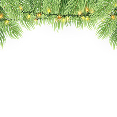 Christmas ornament background design element. Glowing lights Garlands Christmas tree decorations. Christmas garland realistic Vector illustration.