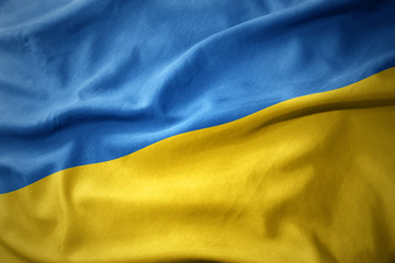 Obraz premium waving colorful flag of ukraine.